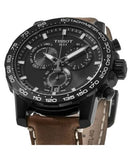 Tissot Supersport Chrono Black Dial Brown Leather Strap Watch for Men - T125.617.36.051.01