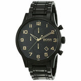 Hugo Boss Aeroliner Black Dial Black Steel Strap Watch for Men - 1513275