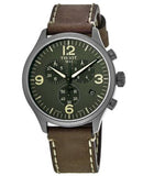 Tissot T Sport Chrono XL Green Dial Brown Leather Strap Watch For Men - T116.617.36.097.00