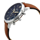 Fossil Neutra Chronograph Blue Dial Brown Leather Strap Watch for Men - FS5453