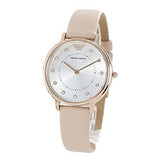 Emporio Armani Kappa Rose Gold & White Dial Beige Nude Leather Strap Watch For Women - AR2510