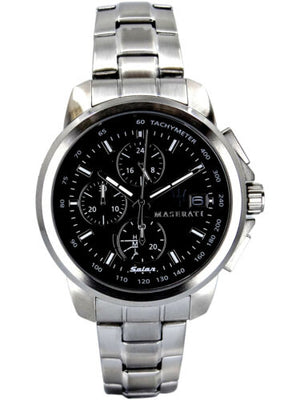 Maserati Successo Solar Edition Black Dial Silver Steel Strap Watch For Men - R8873645003