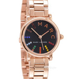 Marc Jacobs Roxy Black Dial Rose Gold Steel Strap Watch for Women - MJ3569