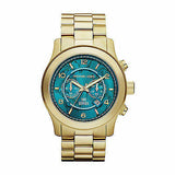 Michael Kors Runway Stop Hunger Blue Dial Gold Steel Strap Watch for Men - MK8315