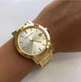 Burberry The City Silver Dial Gold Steel Strap Unisex Watch - BU9003