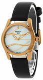 Tissot T Wave Diamond Mother of Pearl Dial Black Leather Strap Watch For Women - T112.210.36.111.00