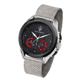 Maserati Traguardo Black Dial Silver Mesh Bracelet Watch For Men - R8873612005