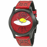 Gucci G Timeless Ghost Red Dial Red Leather Strap Watch For Men - YA1264023