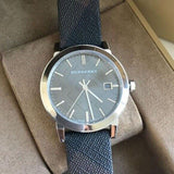 Burberry Heritage Grey Dial Black Leather Strap Watch for Men - BU9024