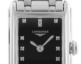 Longines Dolcevita Black Dial Silver Steel Strap Watch for Women - L5.258.4.57.6