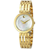 Movado Esperanza 28mm Mother of Pearl Dial Gold Steel Strap Watch For Women - 0607054