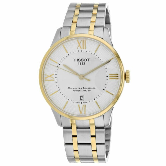 Tissot Chemin Des Tourelles Powermatic 80 Silver Dial Two Tone Steel Strap Watch For Men - T099.407.22.038.00