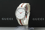 Gucci G Timeless Quartz White DIal White NATO Strap Watch For Men - YA126322