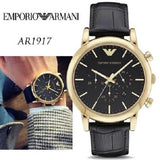 Emporio Armani Luigi Chronograph Black Dial Black Leather Watch For Men - AR1917