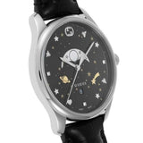 Gucci G-Timeless Moonphase Black Dial Black Leather Strap Watch For Men - YA126327