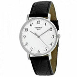 Tissot Everytime Desire Medium White Dial Black Leather Strap Watch For Men - T109.410.16.032.00