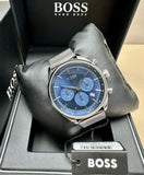 Hugo Boss Gregor Chronograph Blue Dial Silver Mesh Bracelet Watch For Men - 1514052