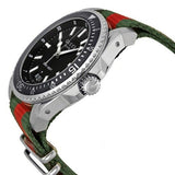 Gucci Dive Black Dial Green & Red Nylon Strap Watch For Men - YA136206