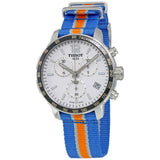 Tissot Quickster Chronograph NBA New York Kicks White Dial Multicolored Nato Strap Watch For Men - T095.417.17.037.06