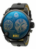 Diesel Big Daddy Blue Dial Black Leather Strap Watch For Men - DZ7127