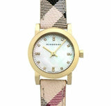 Burberry The City Diamonds Mother of Pearl Dial Brown Leather Strap Watch for Women - BU9226