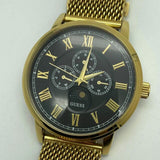 Guess Delancy Black Dial Gold Mesh Bracelet Watch for Men - W0871G2