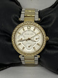 Michael Kors Parker White Dial Two Tone Steel Strap Watch for Women - MK6055