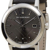 Burberry The City Grey Dial Black Leather Strap Watch for Men - BU9030