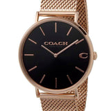 Coach Charles Black Dial Rose Gold Mesh Bracelet Watch for Men - 14602552