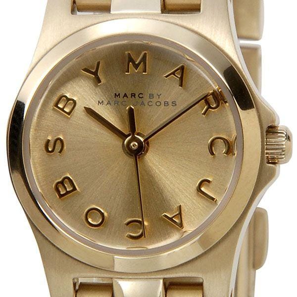 Marc Jacobs Henry Dinky Gold Dial Gold Steel Strap Watch for Women - MBM3199