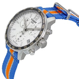 Tissot Quickster Chronograph NBA New York Kicks White Dial Multicolored Nato Strap Watch For Men - T095.417.17.037.06