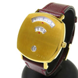 Gucci Grip Quartz Yellow Gold Dial Maroon Leather Strap Watch For Women - YA157405