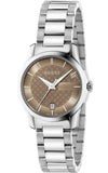 Gucci G Timeless Brown Dial Silver Steel Strap Watch For Women - YA126526