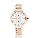 Tommy Hilfiger Angela Quartz White Dial Rose Gold Steel Strap Watch for Women - 1782124