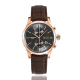 Hugo Boss Jet Grey Dial Brown Leather Strap Watch for Men - 1513281