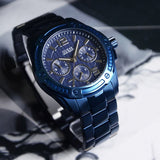 Guess Flagship Chronograph Blue Dial Blue Steel Strap Watch for Men - W0601G2