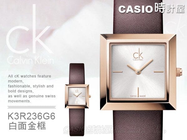 Calvin Klein Mark White Dial Brown Leather Strap Watch for Women - K3R236G6