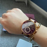 Michael Kors Sawyer Maroon Dial Maroon Leather Strap Watch for Women - MK2426