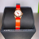 Marc Jacobs Henry Dinky White Dial Orange Leather Strap Watch for Women - MBM1236