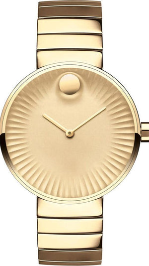 Movado Edge Gold Dial Gold Steel Strap Watch for Women - 3680014