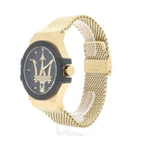 Maserati Potenza Quartz Black Dial Gold Mesh Bracelet Watch For Men - R8853108006