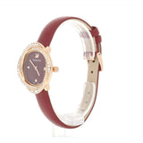 Swarovski Crystal Flower Red Dial Red Leather Strap Watch for Women - 5552780