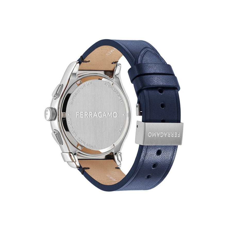 Salvatore Ferragamo 1927 Chrono Analog Blue Dial Blue Leather Strap Watch for Men - SFKZ00223