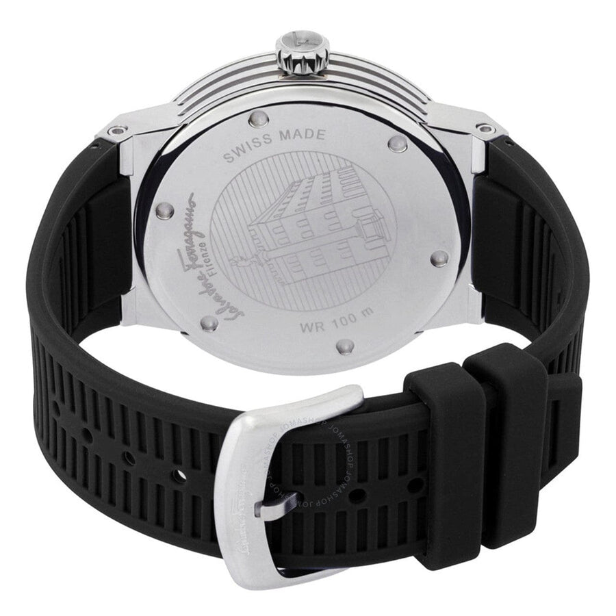 Salvatore Ferragamo F-80 Black Dial Black Rubber Strap Watch For Men - SFHY01322