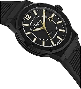 Salvatore Ferragamo F-80 Classic Black Dial Black Rubber Strap Watch for Men - SFHY01622