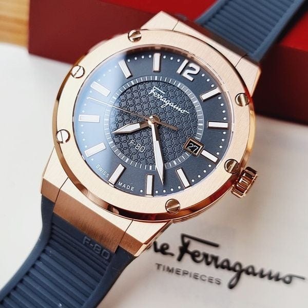 Salvatore Ferragamo F-80 Classic Black Dial Black Rubber Strap Watch for Men - SFHY02522