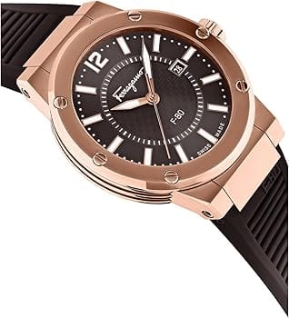 Salvatore Ferragamo F-80 Classic Black Dial Black Rubber Strap Watch for Men - SFHY02522