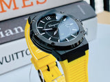 Salvatore Ferragamo F-80 Classic Black Dial Yellow Rubber Strap Watch for Men - SFHY01522
