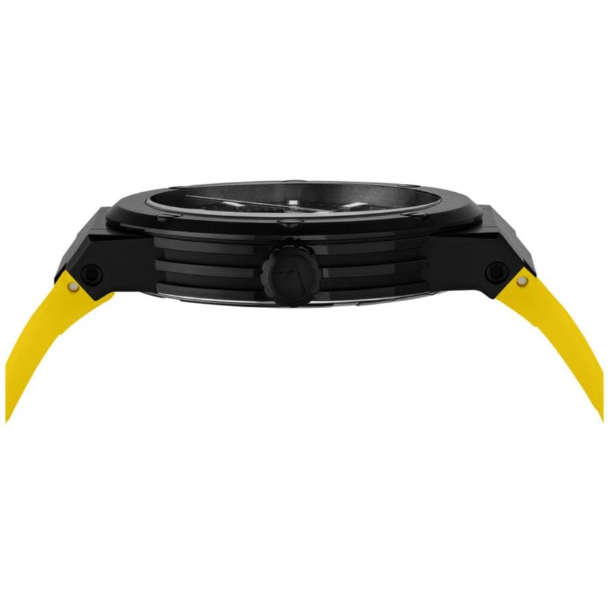Salvatore Ferragamo F-80 Classic Black Dial Yellow Rubber Strap Watch for Men - SFHY01522