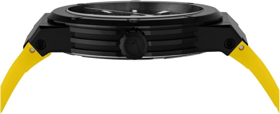 Salvatore Ferragamo F-80 Classic Black Dial Yellow Rubber Strap Watch for Men - SFHY01522